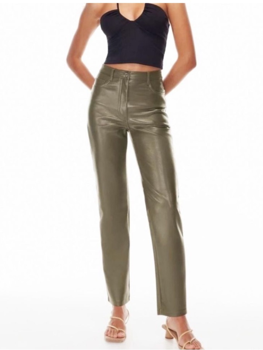 Aritzia Wilfred The Melina Vegan Leather Pants Green Size 6.